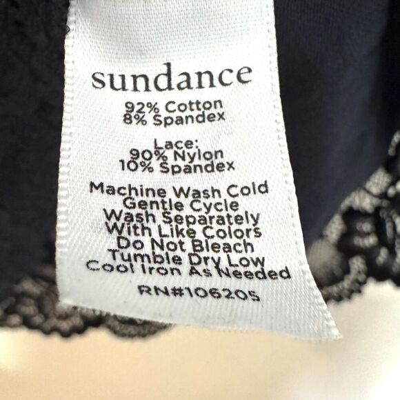 Sundance Size XL Black Lace Trim Cami Tank Top Cotton Spandex - Picture 6 of 6